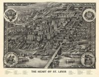 Saint Louis 1907c Bird's Eye View 24x30, Saint Louis 1907c Bird's Eye View